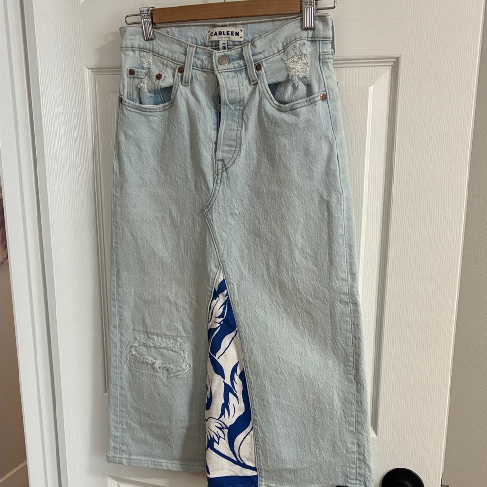Carleen Light Blue A-Line Denim Skirt